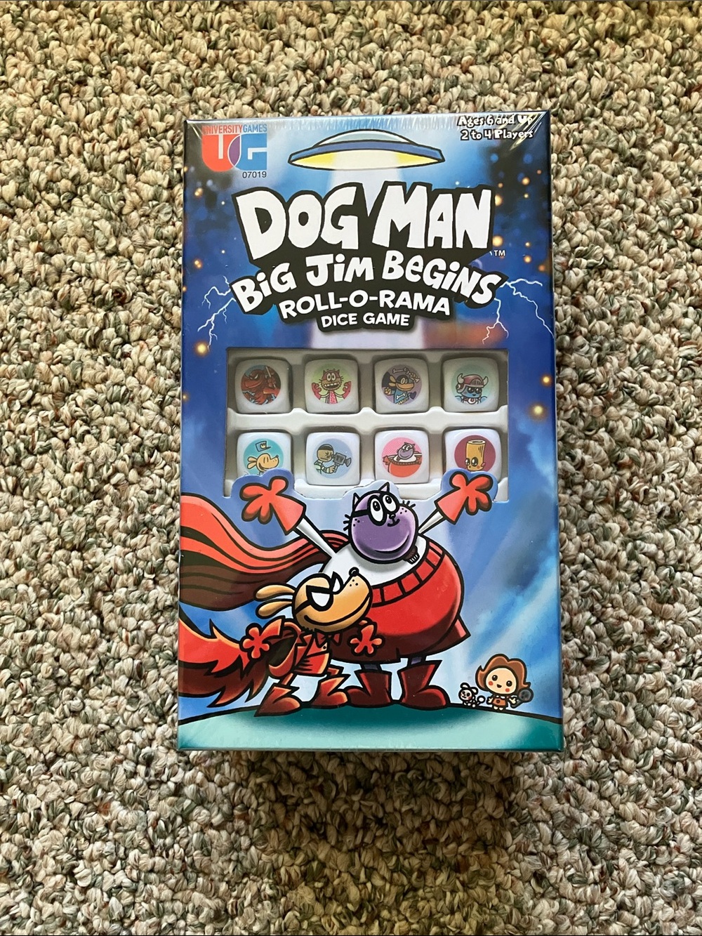 Dog Man Big Jim Begins Roll-O-Rama Dice Game - White/Blue Box